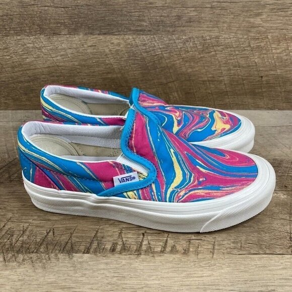VANS Classic Slip On Anaheim Factory Og Marble Blue/Pink Shoes Womens Sz 5.5 NEW - Picture 2 of 9